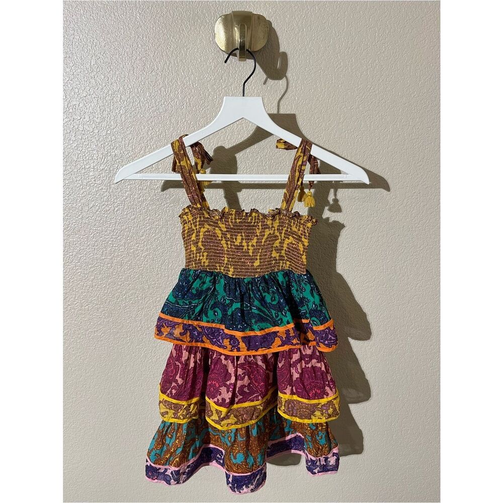 Zimmermann Colorful Tiered Boho Sundress in Mustard, Teal, Burgundy & Purple